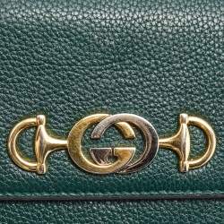 Pre Owned Gucci Green Leather Zumi Wallet