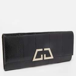 مملوكة مسبقًا Gucci Black Python G Night Flap Clutch