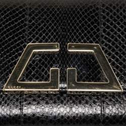 مملوكة مسبقًا Gucci Black Python G Night Flap Clutch