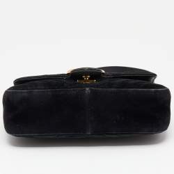 مملوكة مسبقًا Gucci Black Matelassé Velvet and Leather Mini GG Marmont Shoulder Bag