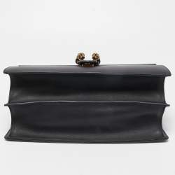 Pre Owned Gucci Black Leather Large Dionysus Bamboo Top Handle Bag
