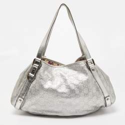 مملوكة مسبقًا Gucci Silver Guccissima Leather Medium Abbey Hobo
