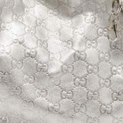 مملوكة مسبقًا Gucci Silver Guccissima Leather Medium Abbey Hobo