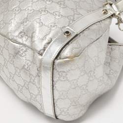 مملوكة مسبقًا Gucci Silver Guccissima Leather Medium Abbey Hobo