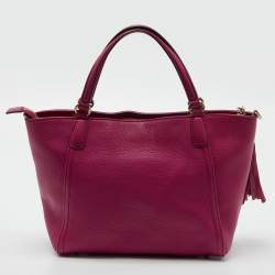 Pre Owned Gucci Fuchsia Pebbled Leather Soho Tote