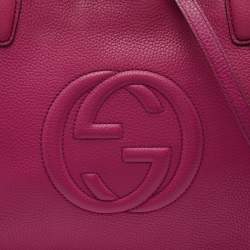 Pre Owned Gucci Fuchsia Pebbled Leather Soho Tote