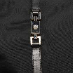 مملوكة مسبقًا Gucci Black Nylon and Leather Jackie O Tote