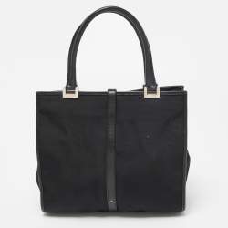 مملوكة مسبقًا Gucci Black Nylon and Leather Jackie O Tote