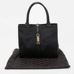 مملوكة مسبقًا Gucci Black Nylon and Leather Jackie O Tote
