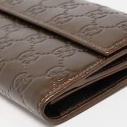 Gucci Bronze Guccissima Leather Charm Flap Continental Wallet