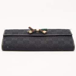 Gucci Black GG Canvas and Leather Princy Flap Continental Wallet