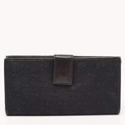 Gucci Black GG Canvas and Leather Princy Flap Continental Wallet