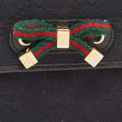 Gucci Black GG Canvas and Leather Princy Flap Continental Wallet