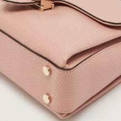 Pre Owned Gucci Dusty Pink Leather Interlocking G Top Handle Bag