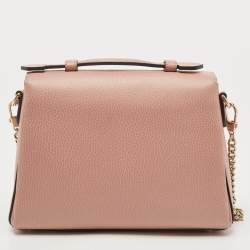 Pre Owned Gucci Dusty Pink Leather Interlocking G Top Handle Bag