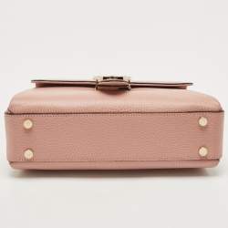 Pre Owned Gucci Dusty Pink Leather Interlocking G Top Handle Bag