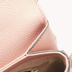 Pre Owned Gucci Dusty Pink Leather Interlocking G Top Handle Bag