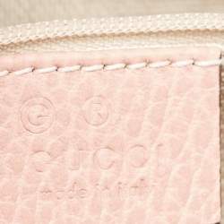 Pre Owned Gucci Dusty Pink Leather Interlocking G Top Handle Bag