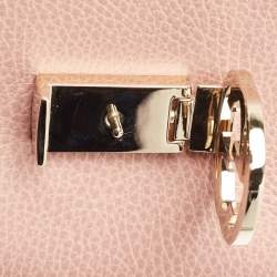 Pre Owned Gucci Dusty Pink Leather Interlocking G Top Handle Bag