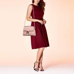Pre Owned Gucci Dusty Pink Leather Interlocking G Top Handle Bag