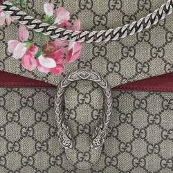 Pre Owned Gucci Old Rose/Beige GG Supreme Canvas and Suede Medium Blooms Dionysus Shoulder Bag