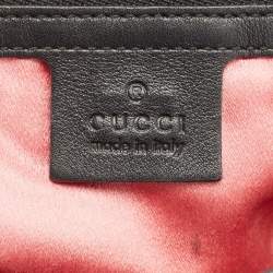 Pre Owned Gucci Black Love Embroidered Matelassé Velvet Medium GG Marmont Shoulder Bag