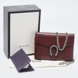  Gucci Burgundy Leather Dionysus Wallet On Chain