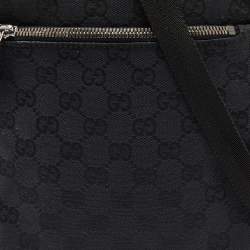 Pre Owned Gucci Black GG Canvas and Leather Crossbody Bag