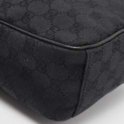 Pre Owned Gucci Black GG Canvas and Leather Crossbody Bag