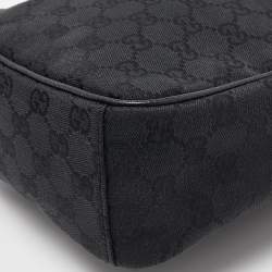 Pre Owned Gucci Black GG Canvas and Leather Crossbody Bag