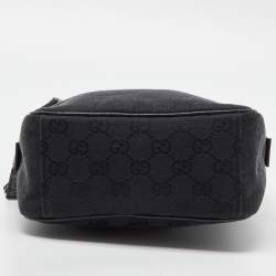Pre Owned Gucci Black GG Canvas and Leather Crossbody Bag