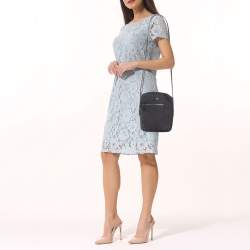 Pre Owned Gucci Black GG Canvas and Leather Crossbody Bag