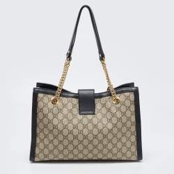 Gucci Beige/Navy Blue GG Supreme Canvas Padlock Medium Shoulder Bag