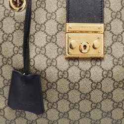 Gucci Beige/Navy Blue GG Supreme Canvas Padlock Medium Shoulder Bag