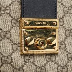 Gucci Beige/Navy Blue GG Supreme Canvas Padlock Medium Shoulder Bag