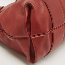 Pre Owned Gucci Maroon Leather and Fur Smilla Tote