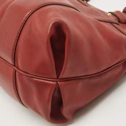 Pre Owned Gucci Maroon Leather and Fur Smilla Tote