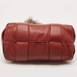 Pre Owned Gucci Maroon Leather and Fur Smilla Tote