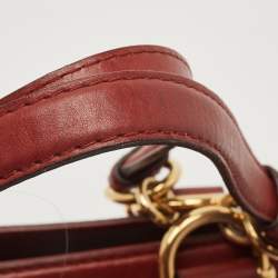 Pre Owned Gucci Maroon Leather and Fur Smilla Tote