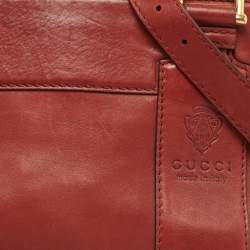 Pre Owned Gucci Maroon Leather and Fur Smilla Tote