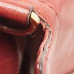 Pre Owned Gucci Maroon Leather and Fur Smilla Tote