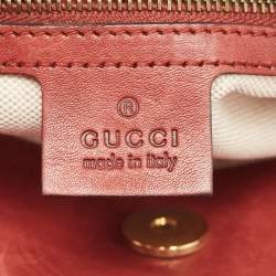 Pre Owned Gucci Maroon Leather and Fur Smilla Tote