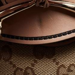 Pre Owned Gucci Beige/Pink GG Canvas And Leather Large Emily Chain Shoulder Bag