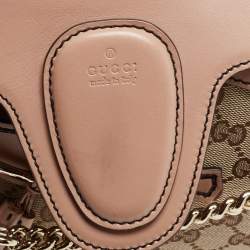 Pre Owned Gucci Beige/Pink GG Canvas And Leather Large Emily Chain Shoulder Bag