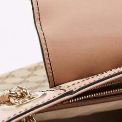 Pre Owned Gucci Beige/Pink GG Canvas And Leather Large Emily Chain Shoulder Bag