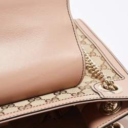 Pre Owned Gucci Beige/Pink GG Canvas And Leather Large Emily Chain Shoulder Bag