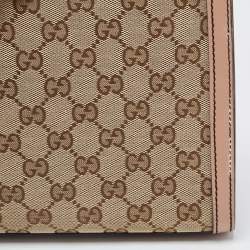 Pre Owned Gucci Beige/Pink GG Canvas And Leather Large Emily Chain Shoulder Bag