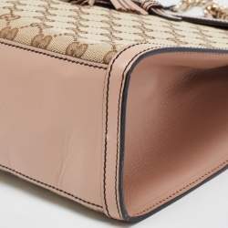 Pre Owned Gucci Beige/Pink GG Canvas And Leather Large Emily Chain Shoulder Bag