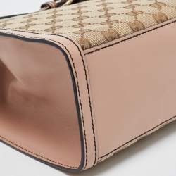 Pre Owned Gucci Beige/Pink GG Canvas And Leather Large Emily Chain Shoulder Bag