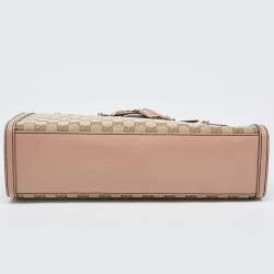 Pre Owned Gucci Beige/Pink GG Canvas And Leather Large Emily Chain Shoulder Bag